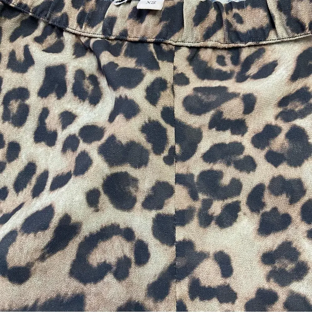 New Aiello by Frankie’s Bikinis Leopard Print Ruched Sheer Shorts Coverup XS